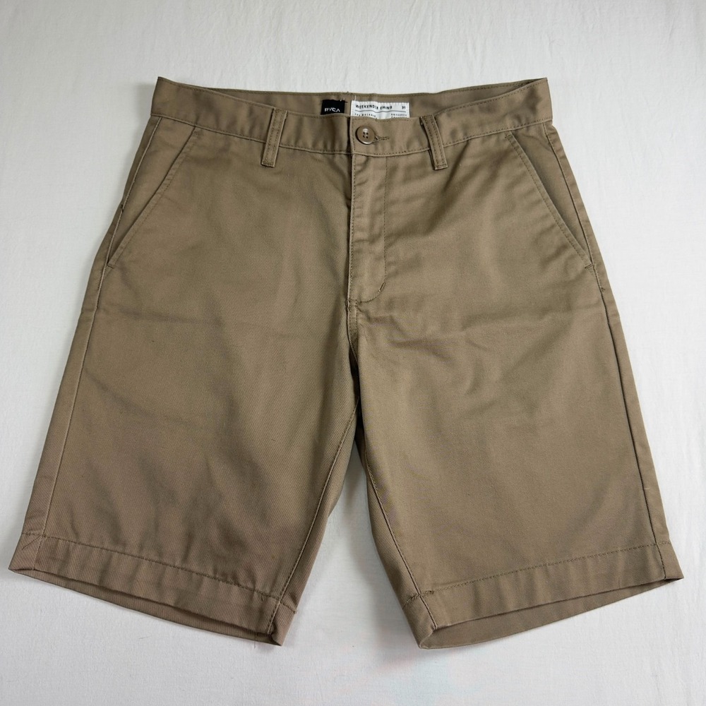 RVCA Weekender Chino Shorts Mens 31 Tan Khaki Flat Front Twill Pockets
